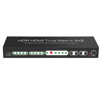8K HDMI Matrix 4x2 Switch HDMI Splitter Cu 4 La 2 4K120Hz ARC CEC UHD HDR10+ VRR ALLM Dolby Vision OSD SPDIF 5.1 LR 2 CANALE pentru PS5 2