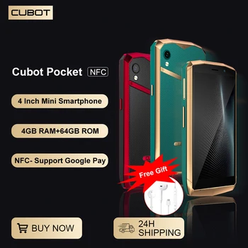 [2022 NOU] Cubot Buzunar, 4 Inch Mini Telefon, Smartphone Android, NFC, 4GB RAM, 64GB ROM (128GB extins), Camera de 16MP, Dual SIM 1