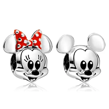 En-gros de 10 Buc/lot Disney Mickey Minnie Mickey Mouse Cusatura Mica Sirena Margele se Potrivesc Bratara pentru Femei Bijuterii DIY 2