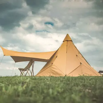 Piramida Cort De Camping Stil Indian-Un Turn Cand Campam Furtuna Mare Grosime În Aer Liber Ventilație Adăpost Corturi Cort Camp Gura De Coș De Fum 1