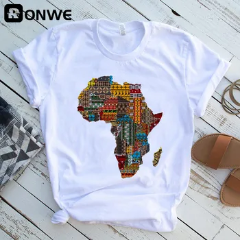 Harta Africa Grafic Femei T-shirt 2021 Vara Harajuku Feminin Topuri Tricou Fete Alb Tipărite Haine Streetwear,Picătură Navă 1