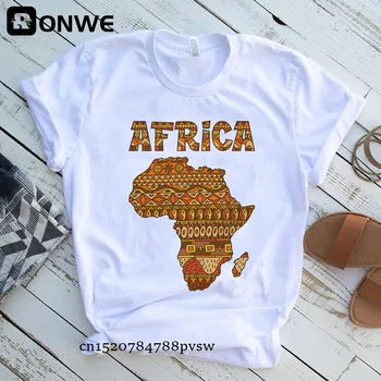 Harta Africa Grafic Femei T-shirt 2021 Vara Harajuku Feminin Topuri Tricou Fete Alb Tipărite Haine Streetwear,Picătură Navă 2