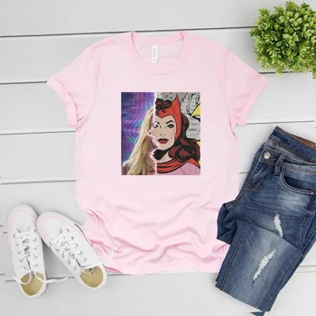 Wanda Viziune Tricou Vintage Scarlet Witch Tricou Wanda Maximoff Tricou Femei Graphic T Shirt Cu Maneci Scurte Tricou Streetwear 2