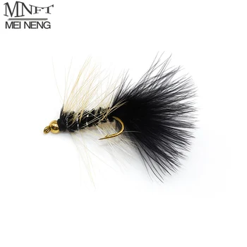 MNFT 10buc 10# Beadhead Branhii Nimfa Pescuit Păstrăv Lânos Barbă Albă Lungă Coadă Fly Tying Cârlige 1