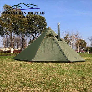 Ultralight Camping Cort 3-4Person Mare Piramida Cort Backpacking Cort cu Gaură coș de Fum, Copertine Adăpost pentru Birdwatching Gătit 1