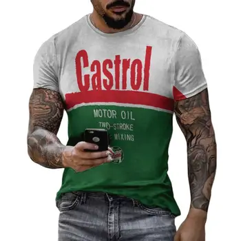 Vara Castrol epocă de Imprimare 3D pentru Bărbați T-shirt de Stradă la Modă O-Gat Maneci Scurte tricouri Supradimensionate Vrac Top Teuri de Îmbrăcăminte pentru Bărbați 1