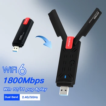 Wifi 6 Adaptor USB 1800Mbps 5G/2.4 Ghz Wi-fi USB3.0 Dongle placa de Retea Wireless 802.11 ax Wifi6 Pentru Windows10/11 Driver free 1