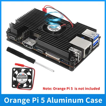 Orange Pi 5 din Aliaj de Aluminiu Caz Active & Passive Metal Răcire Enclouse cu Fan Chiuvete de Căldură Caseta de Protectie pentru Orange Pi 5 1