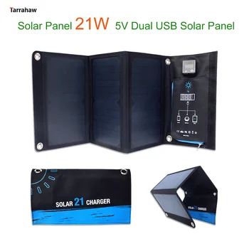 Tarrahaw Portabil în aer liber Pliere Panou Solar 21W 5V 3.58 UN USB Baterie Încărcător Solar Kit Placa Celulă Completă Power Bank Puternic 1