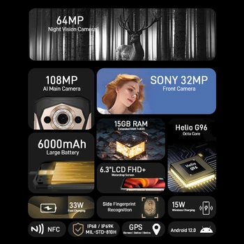 DOOGEE S99 Telefon Robust 8GB+128GB Octa Core 64MP Camera Viziune de Noapte 6.3