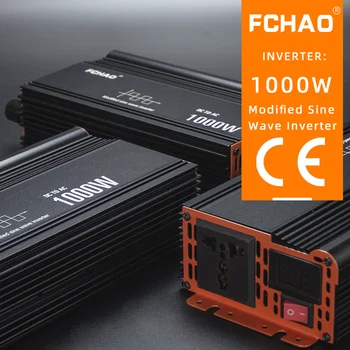 FCHAO 1000W Up Modified Sine Wave Inverter Display LED 12v DC 24v AC 220V Soclu Universal Accesorii Auto Invertor Solar