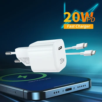 USLION C USB Încărcător 20W Încărcare Rapidă PD 3.0 Rapid de Încărcare de Tip C UE Adaptor Pentru iPhone 12 Pro Max Huawei P30 Xiaomi Samsung 1