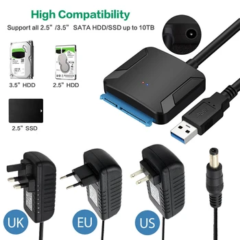 USB 3 0 La Sata Adaptor Convertor Cablu USB3 0 Hard Disk Converter Cablu Transmisie Rapida pentru 2 5 3 5 Inch HDD SSD Adaptor 1