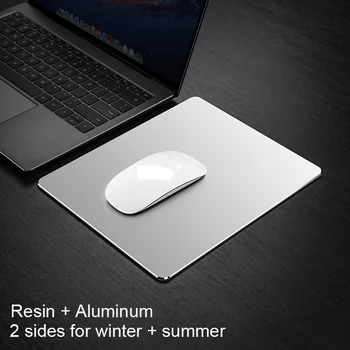 Afaceri Metal Mouse Pad-side Dublu de Aluminiu rezistent la apa Anit-alunecare Piele PU Greu Mouse-pad-ul Potrivit pentru Birou Laptop Macbook 1