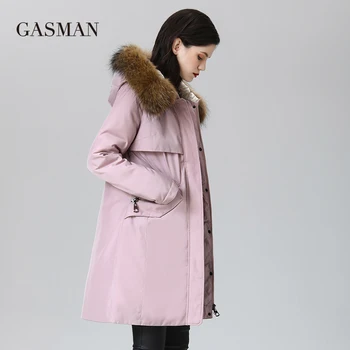 GASMAN femei haine de iarnă 2022 Lungi pentru Femei de moda guler de Blană haină caldă hanorac Roz impermeabil jacheta jos de sex feminin 1821 2