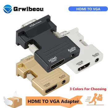 Grwibeou HDMI la VGA Adaptor Cablu de sex Masculin La Feminin HDMI LA VGA Convertor Adaptor 1080P Digital la Analogic Audio Video Pentru Tableta 1