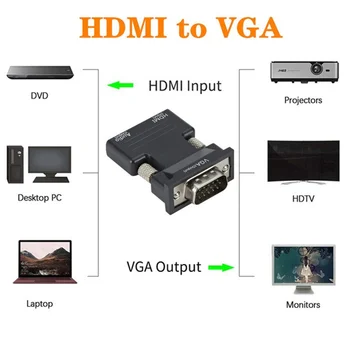 Grwibeou HDMI la VGA Adaptor Cablu de sex Masculin La Feminin HDMI LA VGA Convertor Adaptor 1080P Digital la Analogic Audio Video Pentru Tableta 2