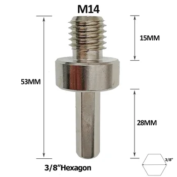 SHDIATOOL 2pcsThread Adaptor Convertor M14 Filet De 3/8 Hexagon Coadă Pentru M14Core Biți Montate Pe o Parte Burghiu Burghiu Electric 2